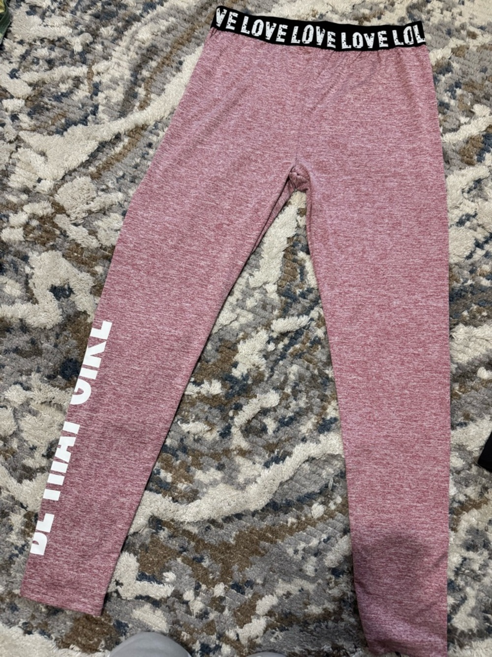Love Pink Heather Leggings with Black Branded Waistband